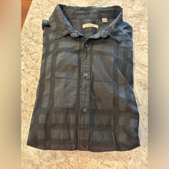 Men’s Burberry Brit Button Down Black Dark Grey Shirt Xxl - Picture 12 of 12